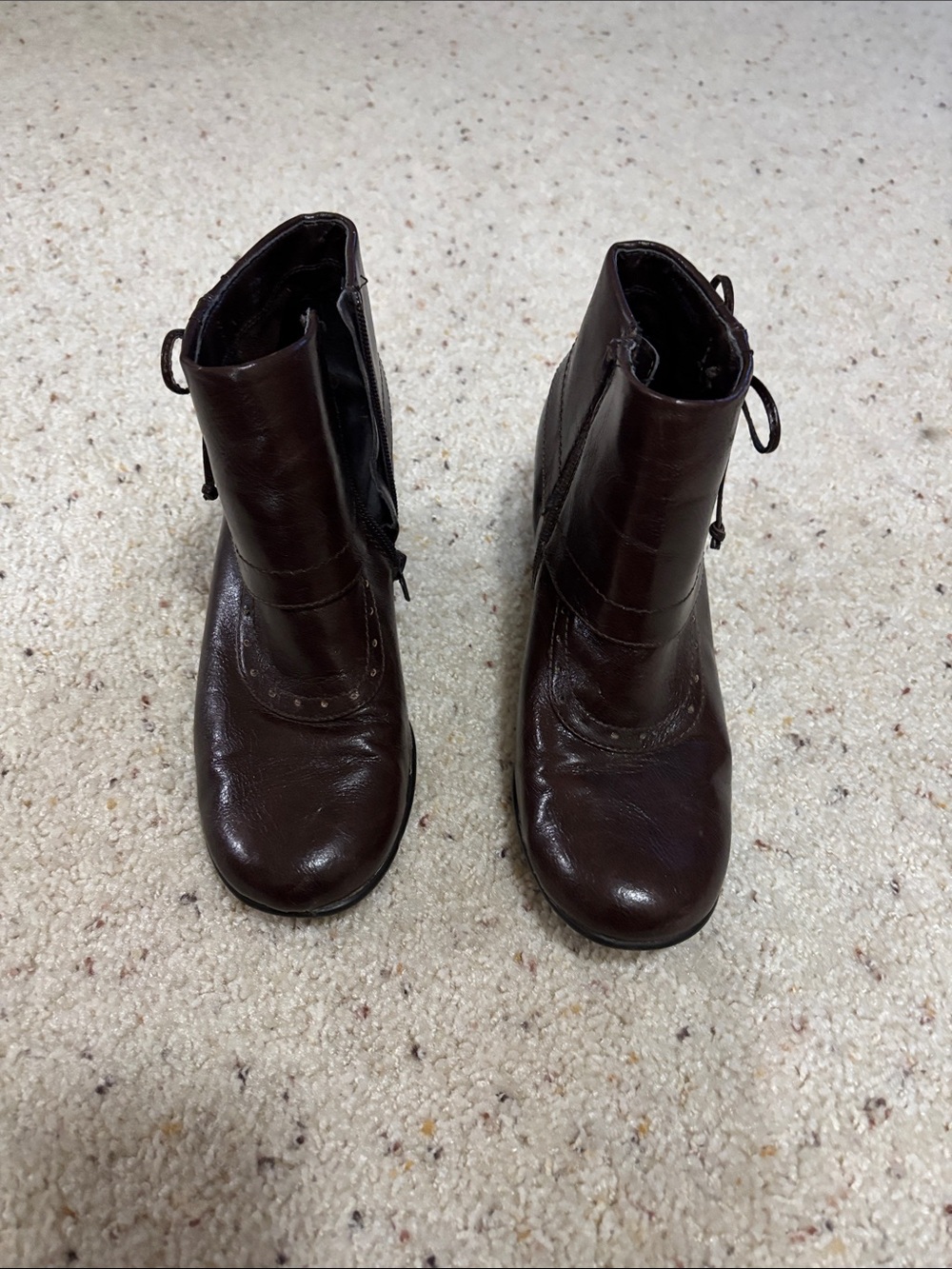 Women’s Dark Brown Leather Ankle Booties with Side Zip